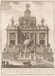 Die zweite Maschine für die Chinea von 1785: Ein Lustschloss mit einem Heißluftballon