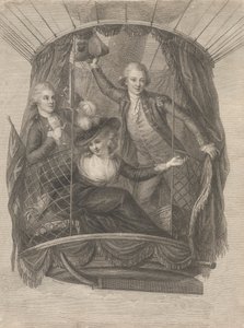 Aufstieg von Madame Sage, Chevalier Biggin und Kapitän Vincent Lunardi in einem Ballon, 20. Juni 1785