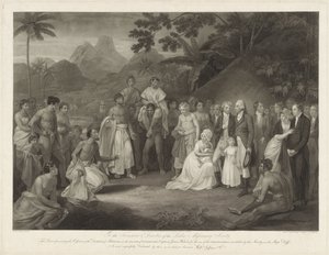 Kapitän James Wilson auf der Insel Otaheité von Francesco Bartolozzi