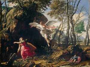 Hagar und Ismael in der Wüste von Francesco Cozza