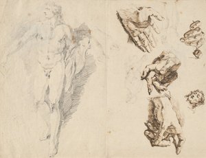 Apollo und Studien der eigenen Hand des Künstlers [recto]