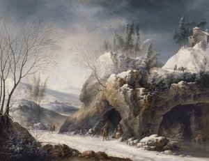 Winterlandschaft mit einer Bauernfamilie
