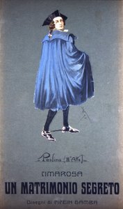 Charakter „Paolino“ in „Geheime Hochzeit“ (Il matrimonio segreto) von Domenico Cimarosa (1749 - 1801). Kostüm von F. Gamba - Scala von Mailand