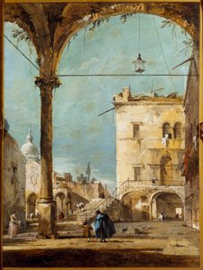 Ein Portikus in Venedig. Gemälde von Francesco Guardi (1712-1793) 18. Jahrhundert. Paris, Musée Jacquemart André von Francesco Guardi