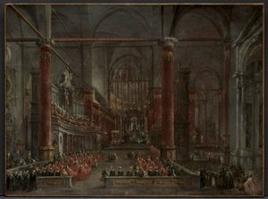 Pontifikalzeremonie in SS. Giovanni e Paolo, Venedig, 1782 von Francesco Guardi