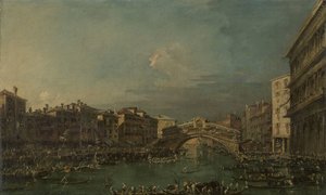 Regatta auf dem Canal Grande, nahe der Rialtobrücke, Venedig