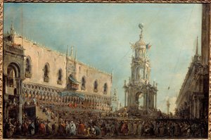 Der Doge von Venedig besucht die Gras-Donnerstags-Feierlichkeiten auf der Piazzetta di San Marco