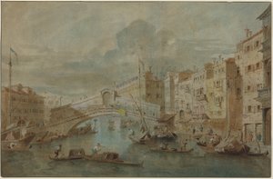 Ansicht der Rialtobrücke, Venedig von Francesco Guardi