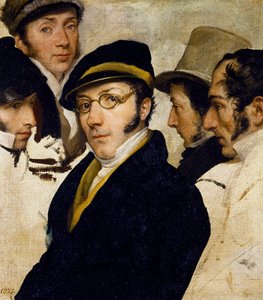 Selbstporträt mit Freunden Migliara, Palagi, Grossi, Molteni, um 1825 von Francesco Hayez