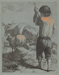 Hirte mit Esel, Schaf und Ziege von Francesco Londonio