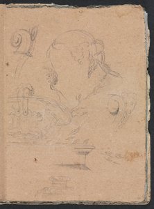 Verona Skizzenbuch: Architektonische Motive mit weiblichem Kopf (Seite 45)