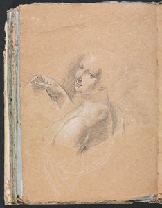Verona-Skizzenbuch: Weiblicher Akt, der über die linke Schulter schaut, Seite 74, 1760 von Francesco Lorenzi