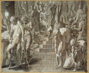 Die Maskerade von Persepolis. Zeichnung von Francesco Primaticcio, bekannt als Der Primatice (1504-1570) von Francesco Primaticcio