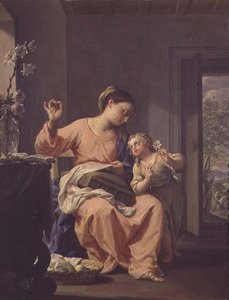 Madonna beim Nähen