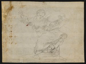 Studien für Christus, der der heiligen Katharina von Siena ein neues Herz gibt (recto); Gottvater in der Luft mit ausgestreckten Armen (verso)