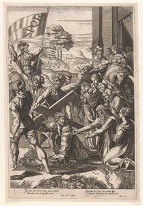Christus bricht unter dem Gewicht des Kreuzes zusammen von Francesco Villamena