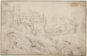 Blick auf den Fluss Tiber von Francesco Villamena