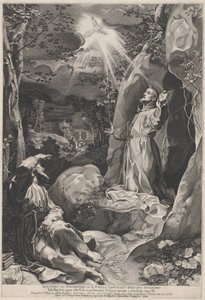 Der heilige Franziskus empfängt die Stigmata von Francesco Villamena, after Federico Barocci
