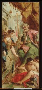 Sophronia bittet den Sarazenenkönig Aladine, die christlichen Gefangenen freizulassen, ca. 1760