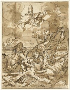 Der heilige Nikolaus beruhigt den Sturm auf See von Francesco de Mura