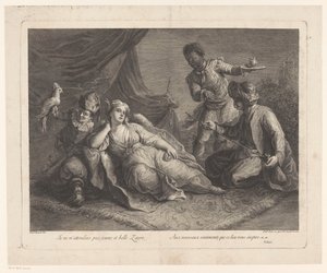 Frau liegend auf einem Teppich von Francesco del Pedro