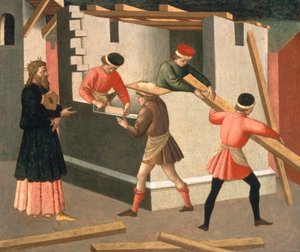 Der Bau des Tempels von Jerusalem, ca. 1445 von Francesco di Stefano Pesellino