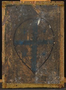 Rückseite des Verkündigungsdiptychons mit Kreuz mit Sternen in einer Mandorla