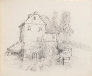 Mühlenhaus an einem Bach