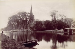 Stratford-on-Avon Kirche, vom Avon, 1870er Jahre von Francis Bedford