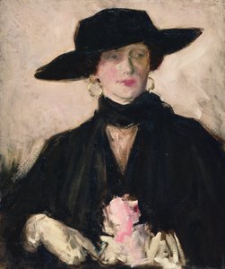 Dame mit schwarzem Hut von Francis Campbell Boileau Cadell