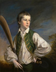 Charles Collyer als Junge mit einem Cricket-Schläger