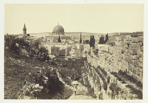 Stadtmauer und Omar-Moschee, Jerusalem, 1857 von Francis Frith