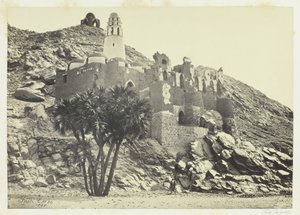 Doum-Palme und zerstörte Moschee, Philä, 1857