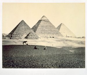 Die Pyramiden von El-Geezeh von Südwesten, Ägypten