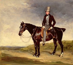 John Hay-Mackenzie auf seinem Dunkelbraunen Cob von Francis Grant