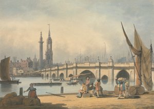 London Bridge und das Monument von Francis Nicholson