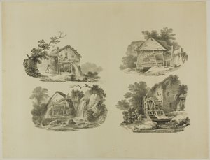 Mühlräder in der Nähe von Abergele, Denbigh, Whitby, Richmond von Francis Nicholson