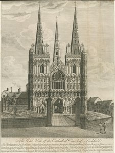 Lichfield Kathedrale - Westfront: Gravur, undatiert [18. Jh.] von Francis Perry