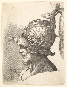 Helmtragender Kopf, 1662-78 von Francis Place