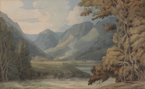 Blick in Borrowdale auf Eagle Crag und Rosthwaite von Francis Towne