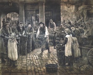 Covent Garden Szene - Frauenarbeiterinnen stehen