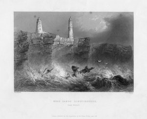 Ness Sands Leuchttürme, in der Nähe von Bristol, Gloucestershire, 1841 von Francis William Topham