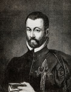 Porträt von Benito Arias Montano (1527-1598), spanischer Humanist und Theologe, basierend auf einem Gemälde von Francisco Pacheco von Francisco (after) Pacheco