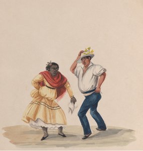 Ein Mann und eine Frau tanzen, aus einer Gruppe von Zeichnungen, die peruanische Kostüme darstellen von Francisco