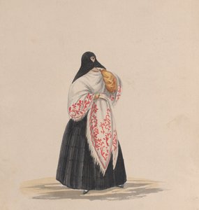 Eine elegant gekleidete Frau, aus einer Gruppe von Zeichnungen, die peruanische Kostüme darstellen, ca. 1848