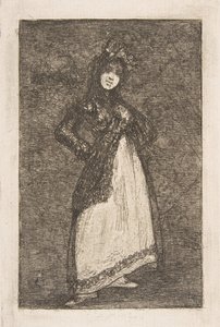 Eine Maja vor dunklem Hintergrund von Francisco de Goya