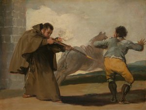 Pater Pedro erschießt El Maragato, während sein Pferd davonläuft, ca. 1806 von Francisco de Goya