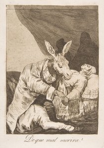 Tafel 40 aus Los Caprichos: An welcher Krankheit wird er sterben, 1799