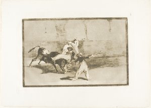 Ein Mohr vom Stier in der Arena gefangen, Platte 8 aus Die Kunst des Stierkampfs