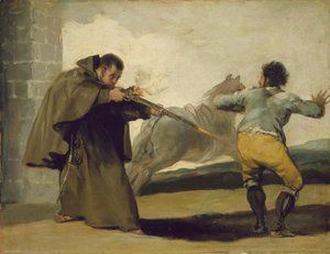 Bruder Pedro erschießt El Maragato, während sein Pferd davonläuft, ca. 1806 von Francisco de Goya